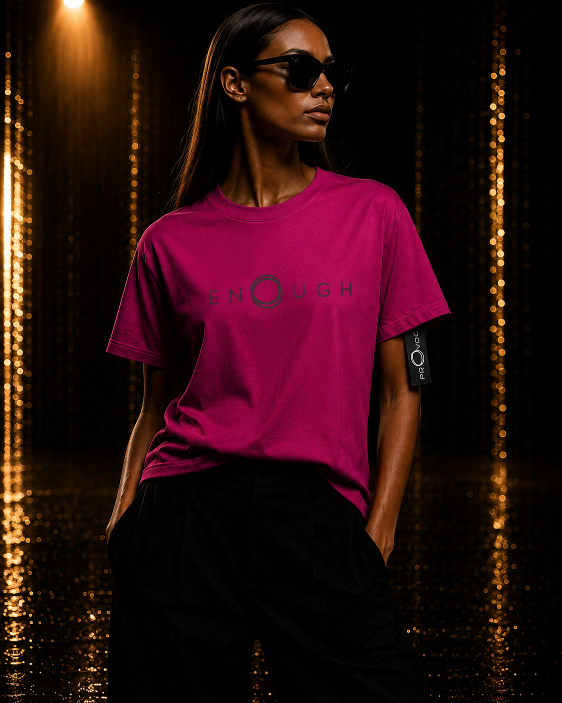ENOUGH. OVERSIZED T-SHIRT — FUCHSIA PINK