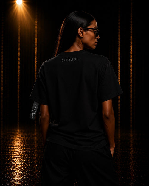 ENOUGH. OVERSIZED T-SHIRT — Black