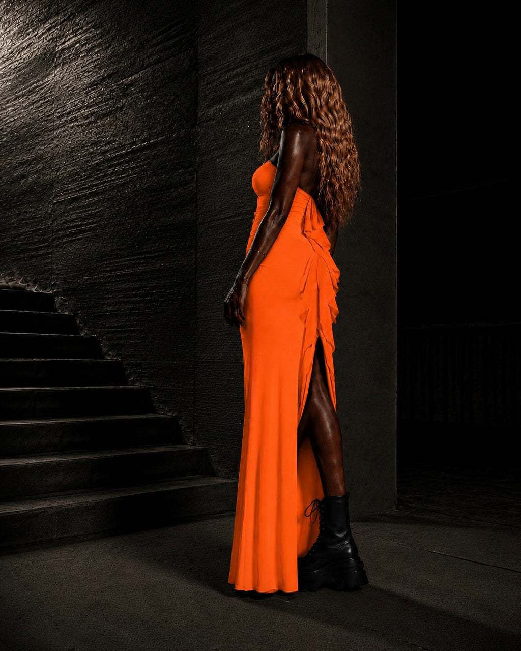 PROOVOC Onda Dress - Tangerin Spandex