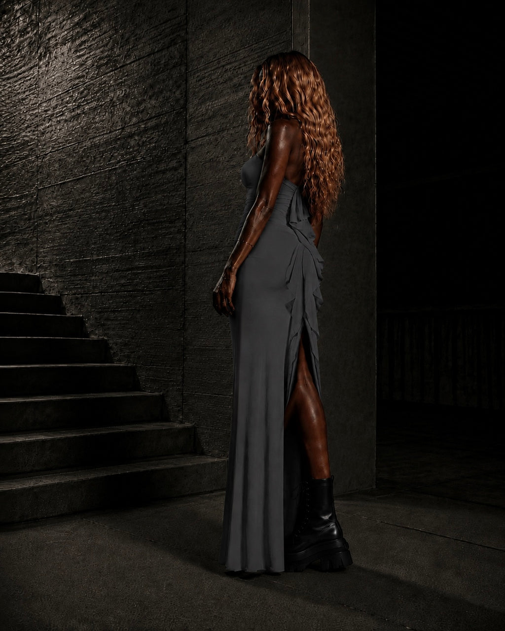 PROOVOC Onda Dress - Graphite Spandex