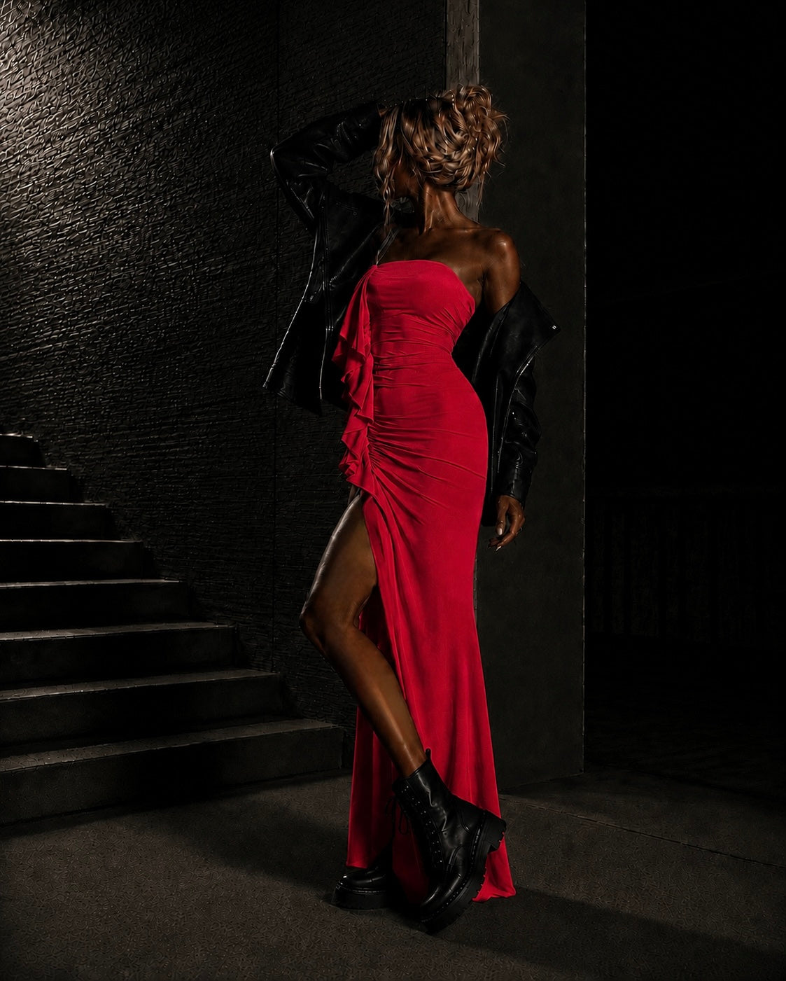 PROOVOC Onda Dress - Red Spandex