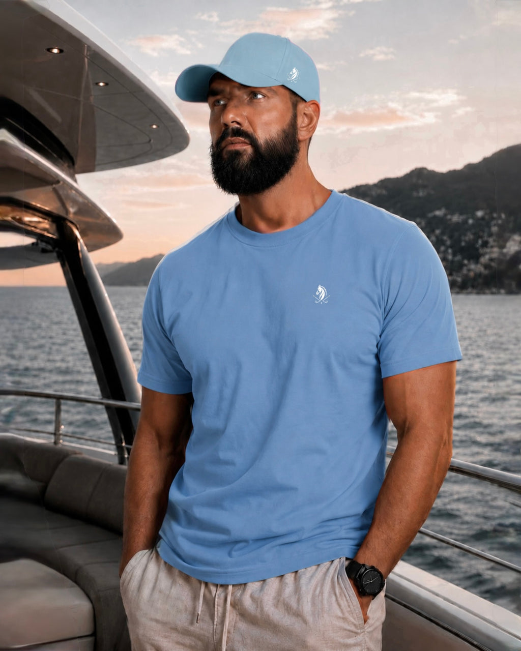 PROOVOC Club - T-Shirt Azure Blue / White Logo