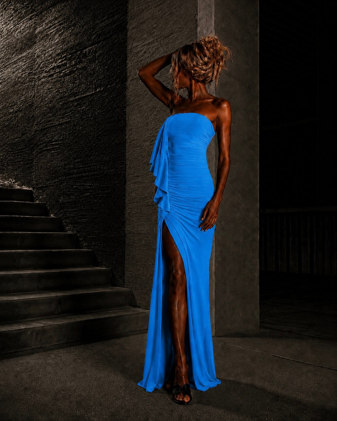 PROOVOC Onda Dress - Azure Blue Spandex