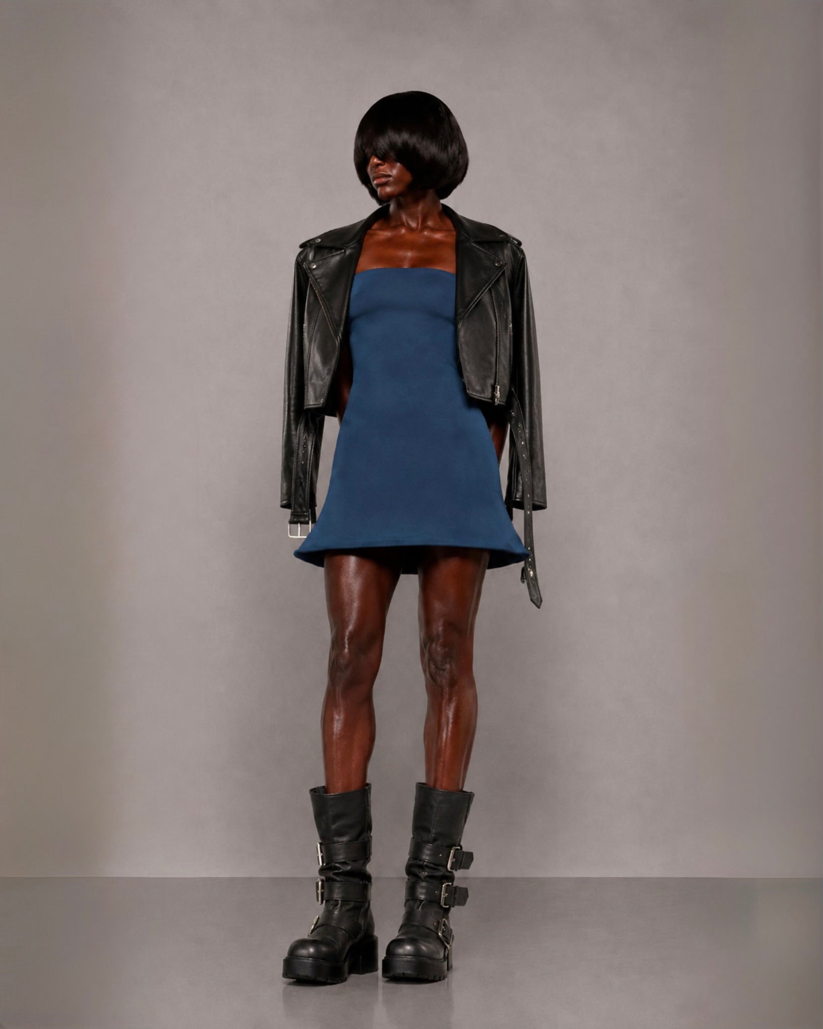 PROOVOC Bambole Dress - Slate Navy Spandex
