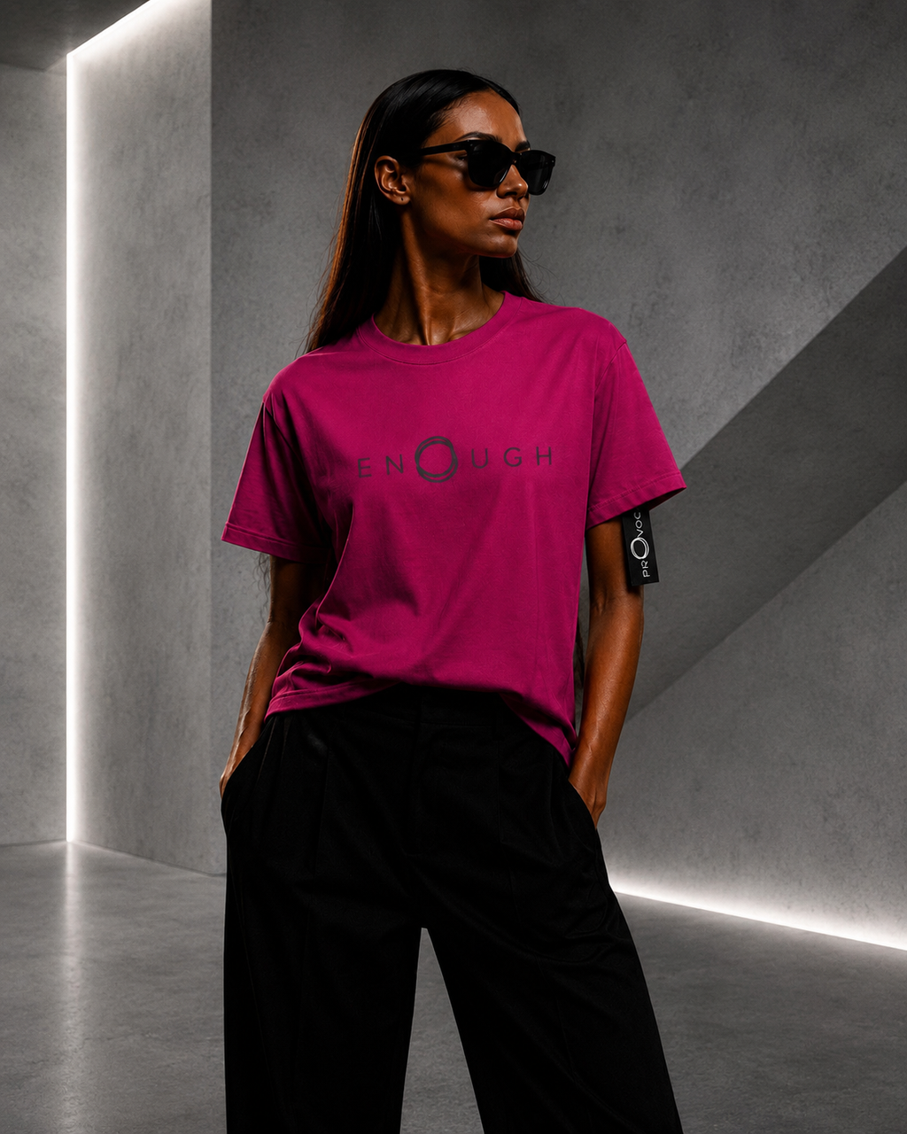 ENOUGH. OVERSIZED T-SHIRT — FUCHSIA PINK