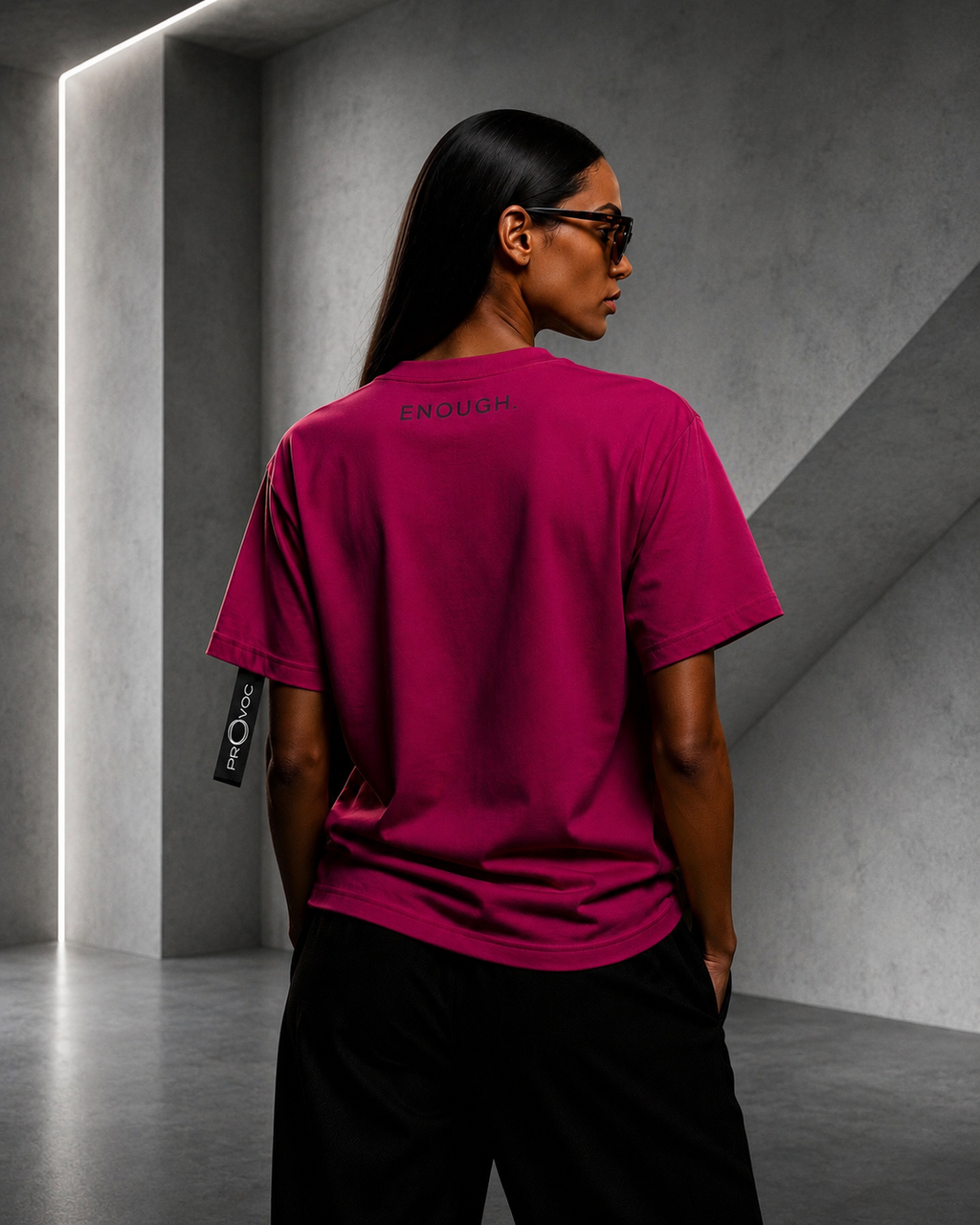 ENOUGH. OVERSIZED T-SHIRT — FUCHSIA PINK