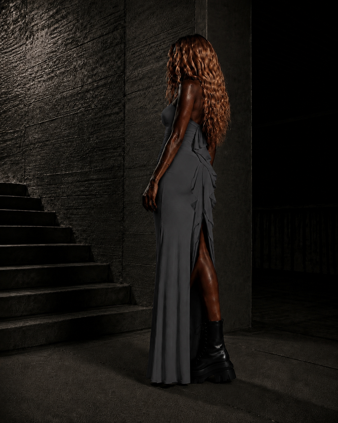 PROOVOC Onda Dress - Graphite Spandex