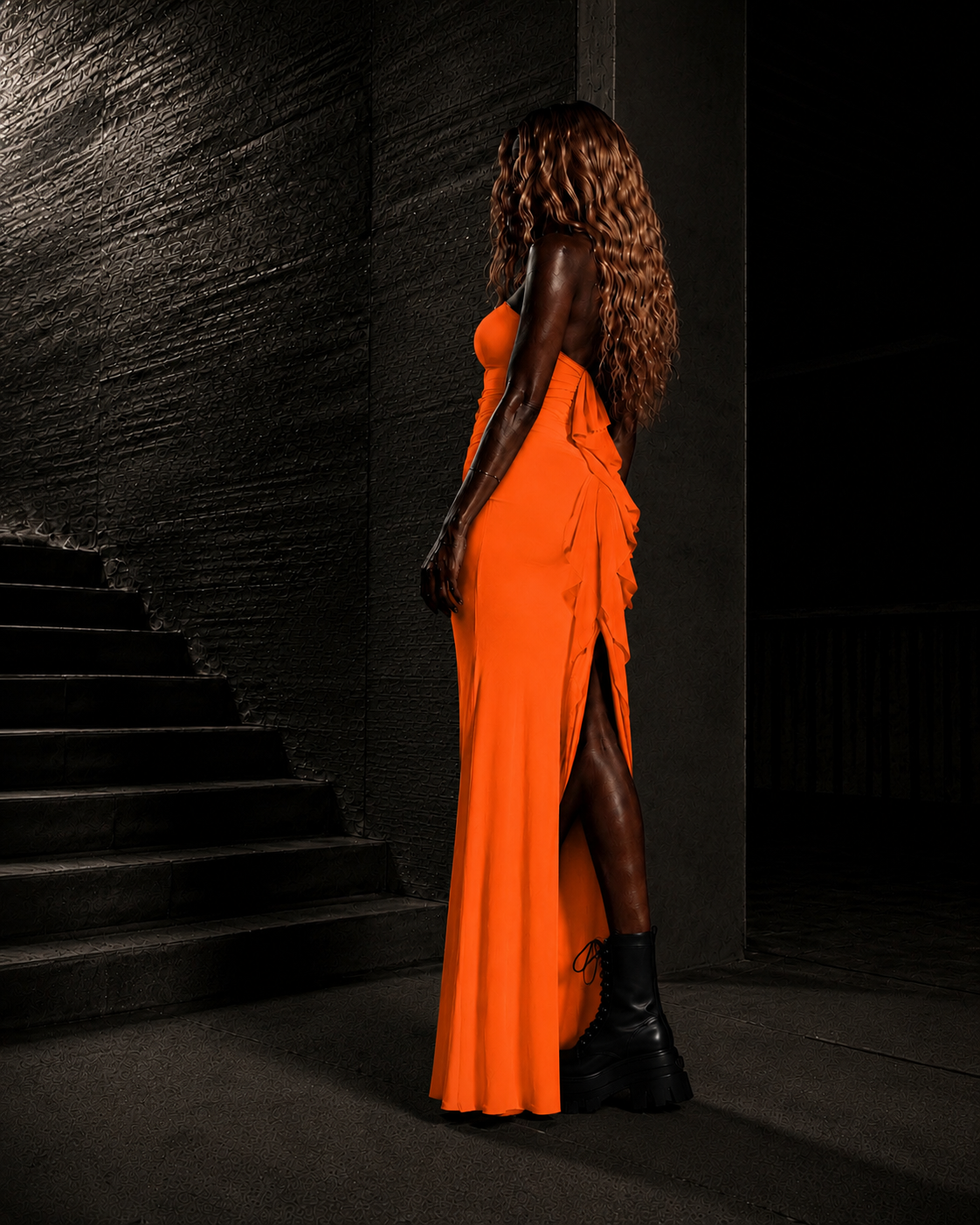 PROOVOC Onda Dress - Tangerin Spandex